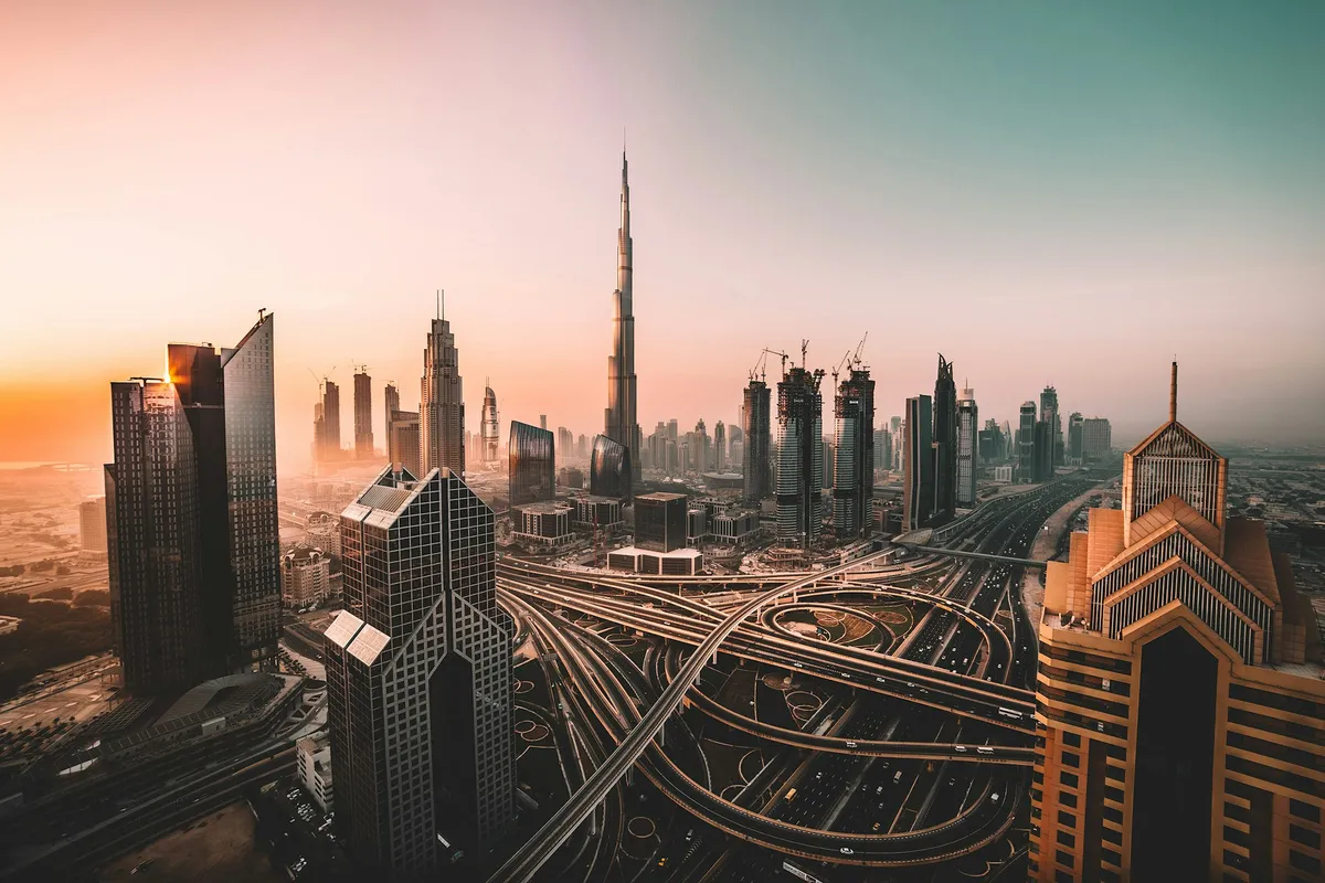 Dubai Marina skyline showing dense real estate development